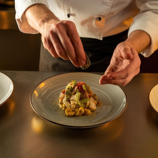Bucătar pregătind farfurie